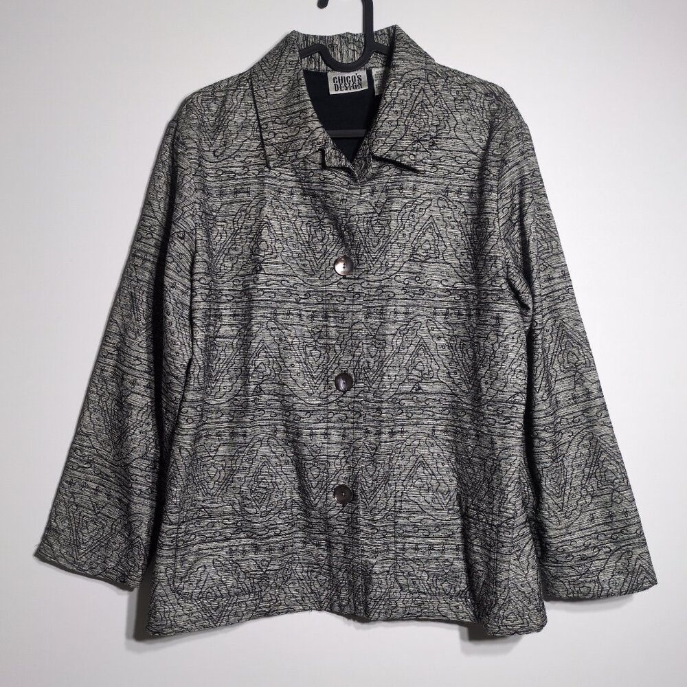 Chicos Design Jacket Size 1 Medium Button Close G… - image 1